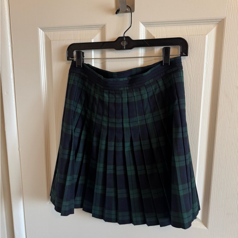Brooks Brothers Blue & Green Plaid Academic Pleated Wool Skirt Size 2